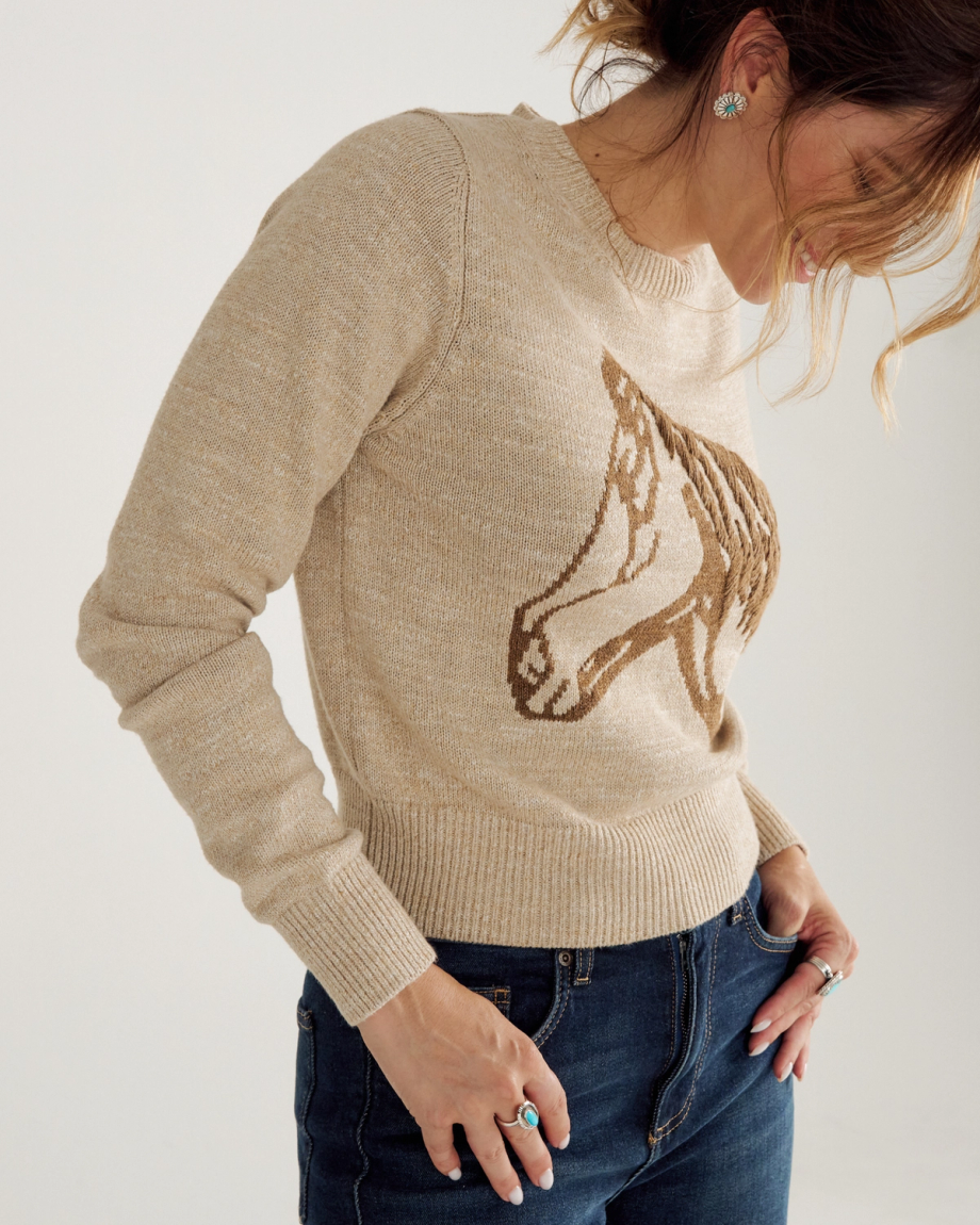 Women's Horse Crew Neck Sweater - Image 3