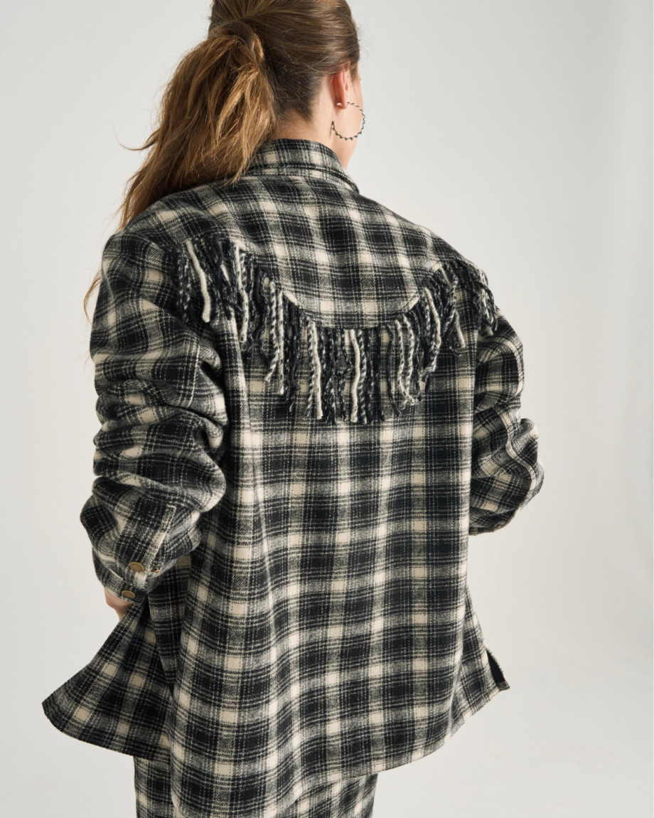 Alternative view of Women's Plaid Fringe Shacket